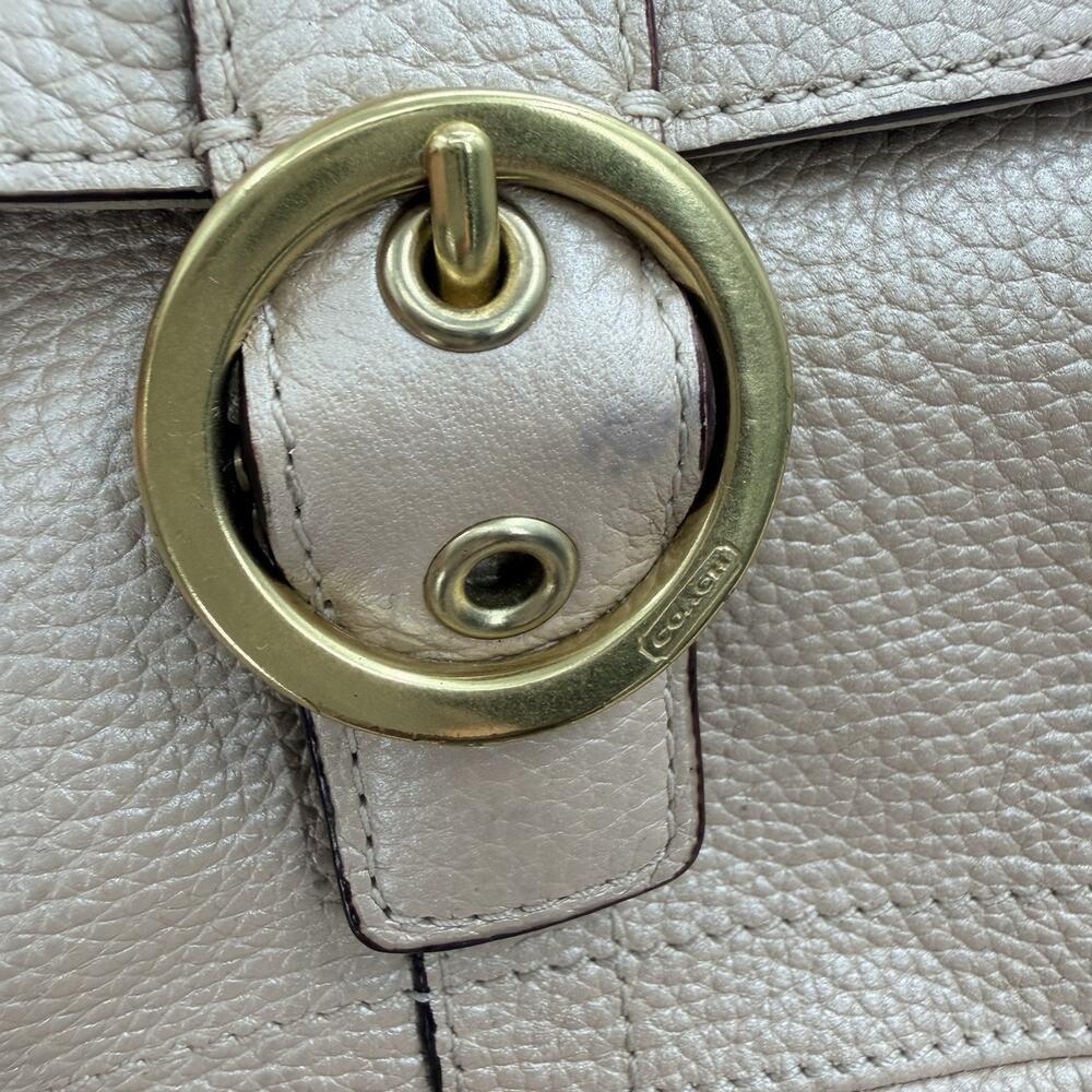 COACH PENELOPE Champagne Pebbled Leather Buckle Tote Shoulder Handbag F-18890 - Picture 10 of 13